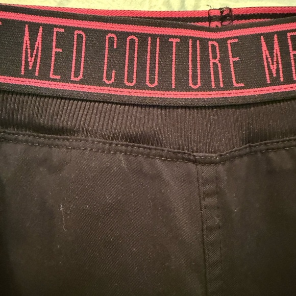 Med Couture Touch Black Scrub Pants with Pink Waistband XL - Picture 3 of 6